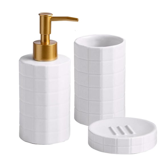 MOMOJIA Ceramic Bathroom Essential Set Slip Resistant Base Smooth Glazed Surfaces