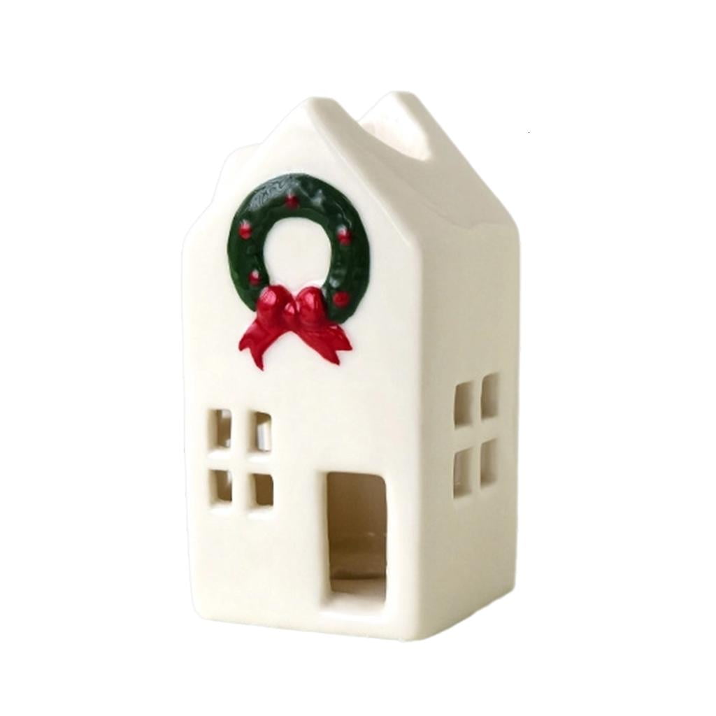 MOMOJIA Ceramic Christmas Village House Decoration Battery Operated