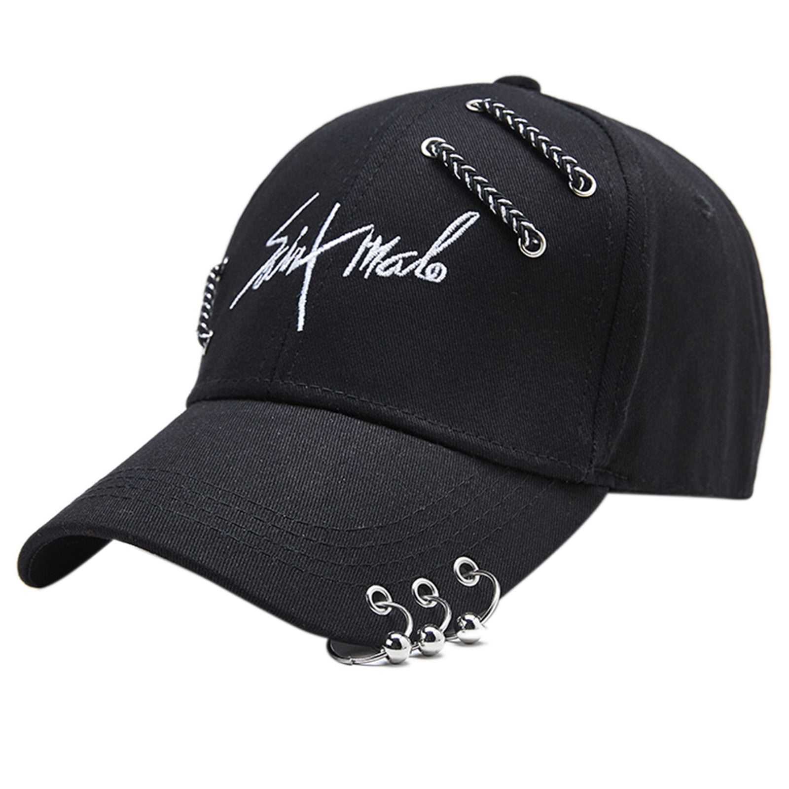 MOMOJIA Chic Letter Peaked Cap Adjustable Baseball Cap with Ring All ...