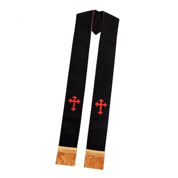 MOMOJIA Classical Clergy Stole With Crucifix Embroidery Formal Religious Garment Unisex Design For Pastors And Ministers