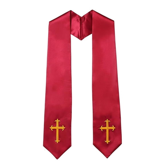 MOMOJIA Clerical Embroidered Stole Reversible Fringed Clergy Stole For Priest Pastors