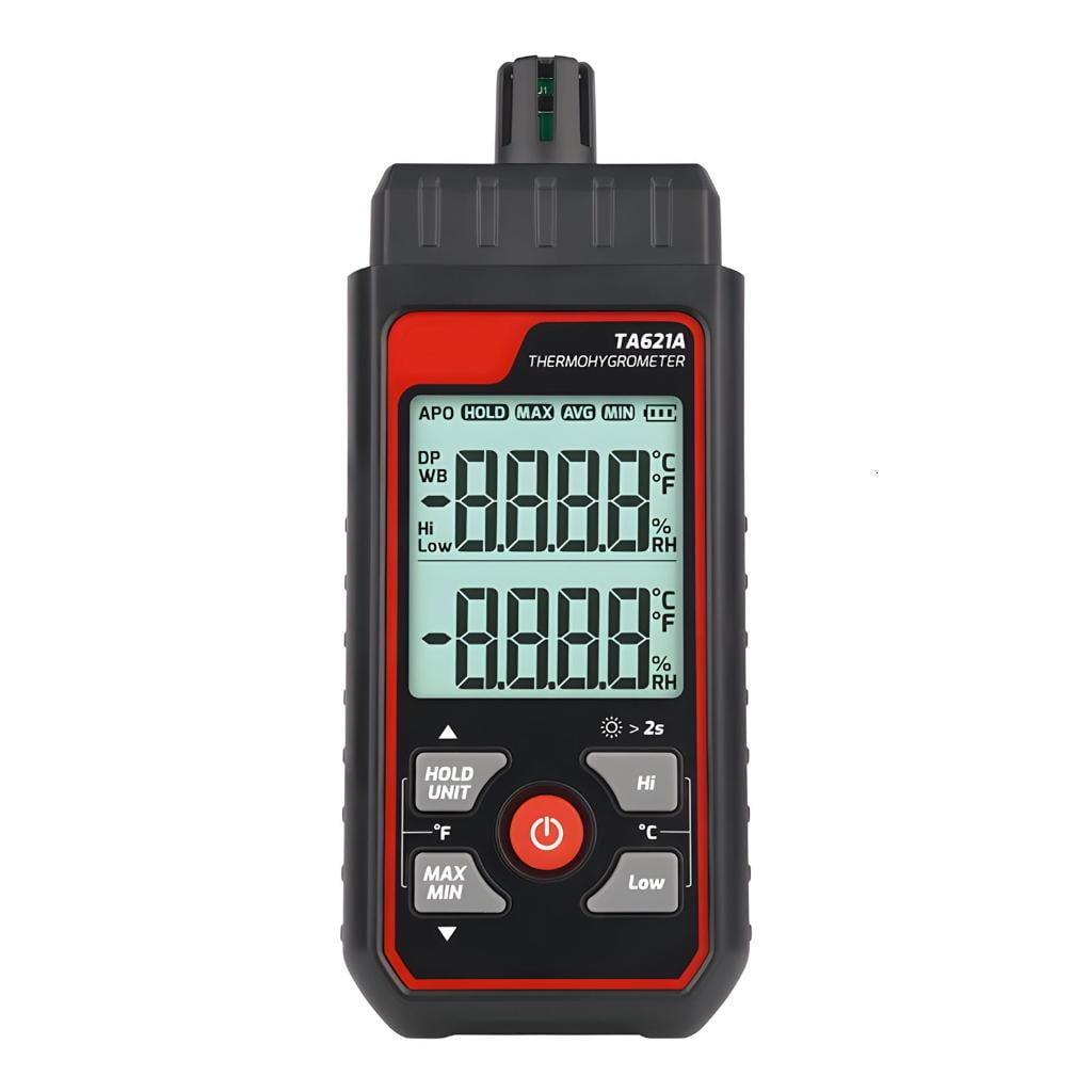 MOMOJIA Commercial Hygrometer Thermograph Perceivable Visual Alarm Double Line Display Auto Power Away