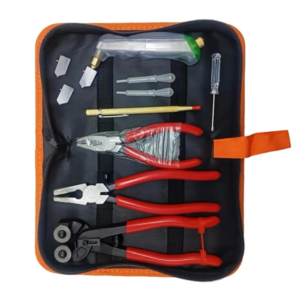 MOMOJIA Comprehensive Glass Working Cutter Tool Pack Multiple Attachments Craft Construction Glass Cutter and Trimming Plier Set