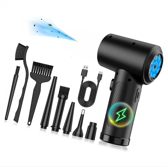MOMOJIA Compressed Air Duster for PC 50000RPM 3 Speed Rechargeable Air Duster Blowers with LED Light Air Cleaners for Laptop