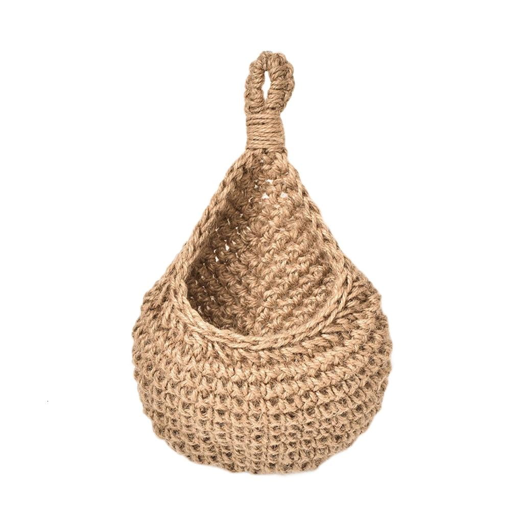 MOMOJIA Cotton Linen Wall Mounted Meshes Basket Space Saving Storage ...
