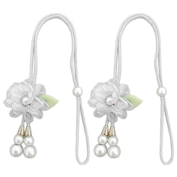 MOMOJIA Creative Pearls Flower Curtain Tiebacks Ropes Set Of 2 Elegant Window Drapery Holdbacks Ties Accessories Home Decors