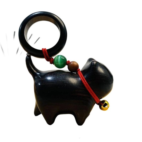 MOMOJIA Detailed Carved Wood Cats Sculpture Miniature Ornament with Eyecatching Eyes