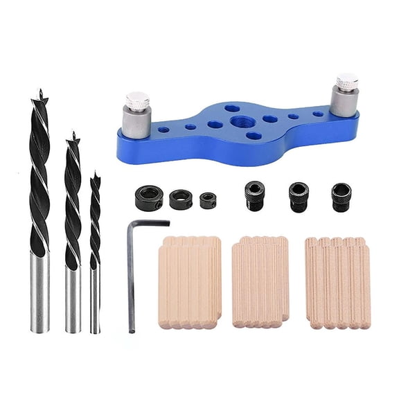 MOMOJIA Vertical Pocket Jig Hole Woodworking Doweling Jig Kit Self Centering Drill Guide Wood Hole Punch Positioner Locator Kit