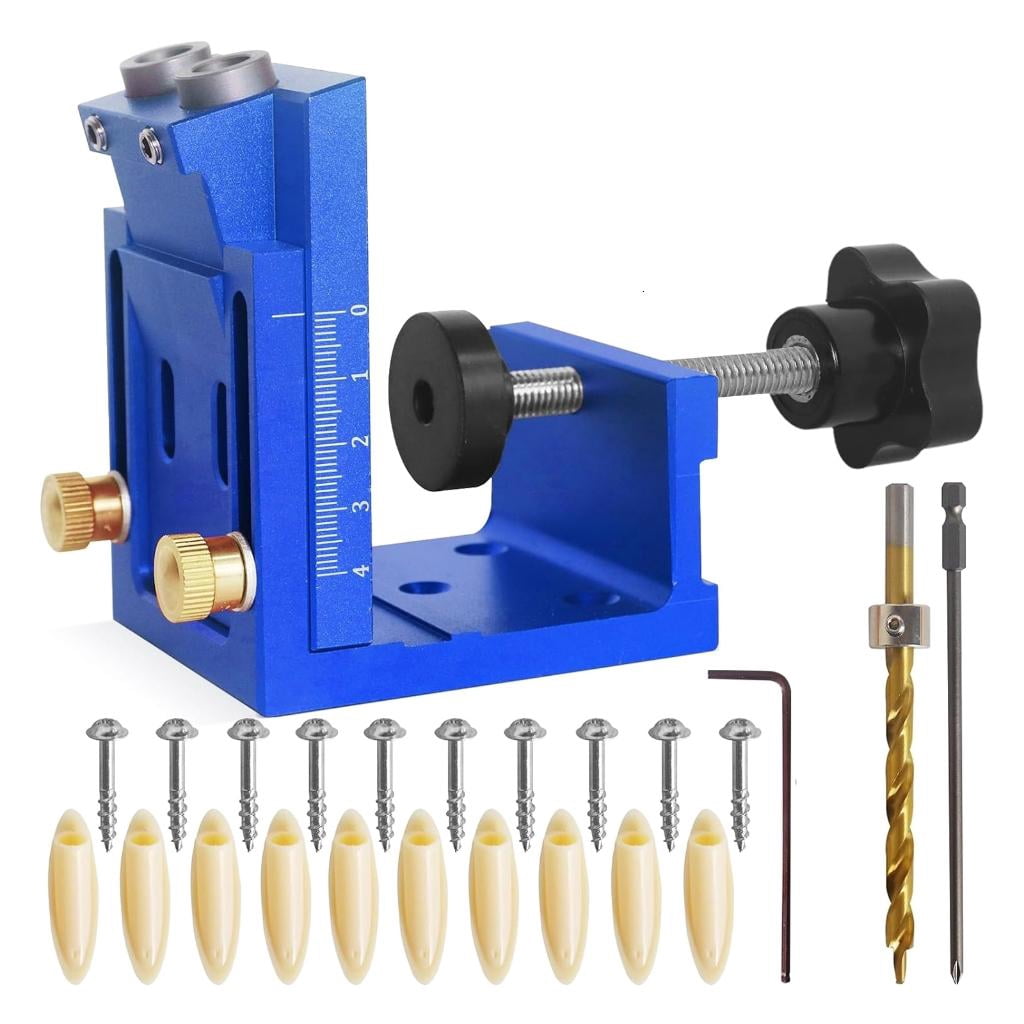 MOMOJIA Doweling Jig Set Pocket Hole Drilling Locator Jig Detachable Drill Guide Puncher