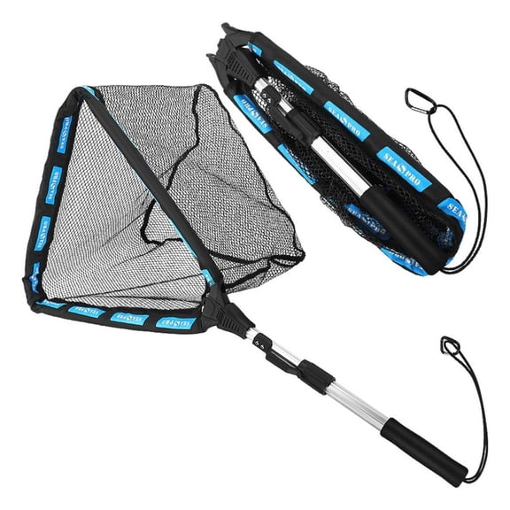 MOMOJIA Durability Triangular Fishing Net Buoyance Meshes Telescopic Aluminum Handle