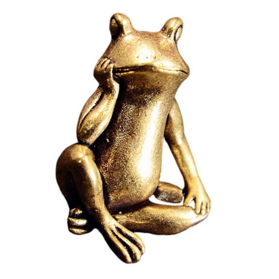 MOMOJIA Environmental Friendly Bronze Treefrog Decoration Artisanal Sculpture for Shelf Desk Display