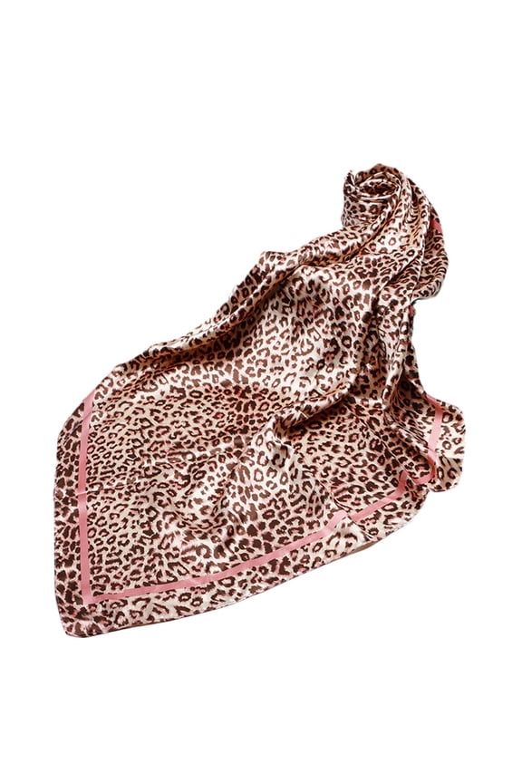 Ethnic Women Faux Silk Elegant Shaw Square Scarf Vintage Leopard Print Office Ne