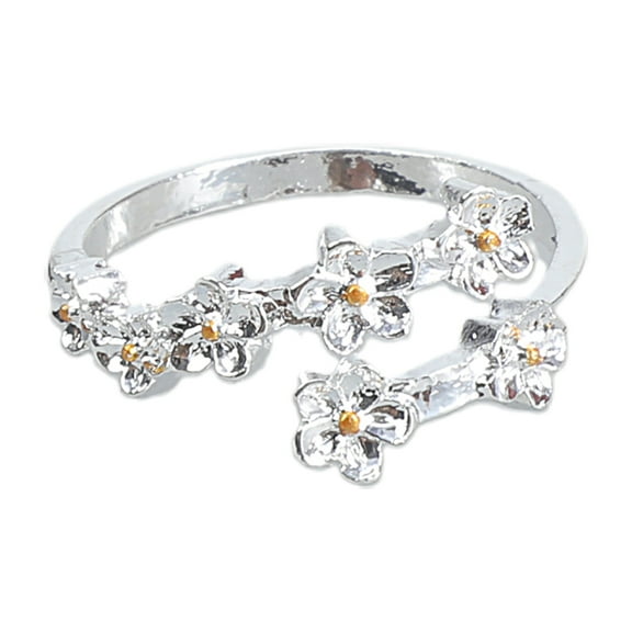 MOMOJIA Expandable Floral Rings Wedding Statement Finger Rings Adjustable Open Tail