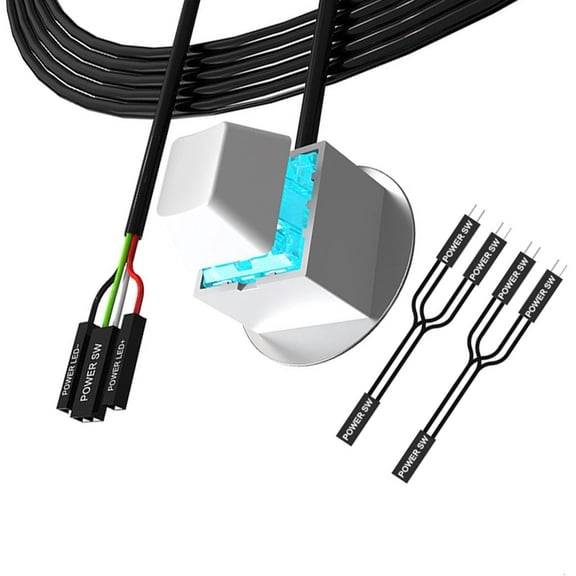 MOMOJIA External Computer Power Button ABS Startup Switches Extended Cord For Desktop PC Quick Setups