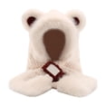thumbnail image 1 of MOMOJIA Faux Rabbit Furs Hooded Scarf Hat With Bear Ear Women Winter Hat with Neck Scarf, 1 of 17