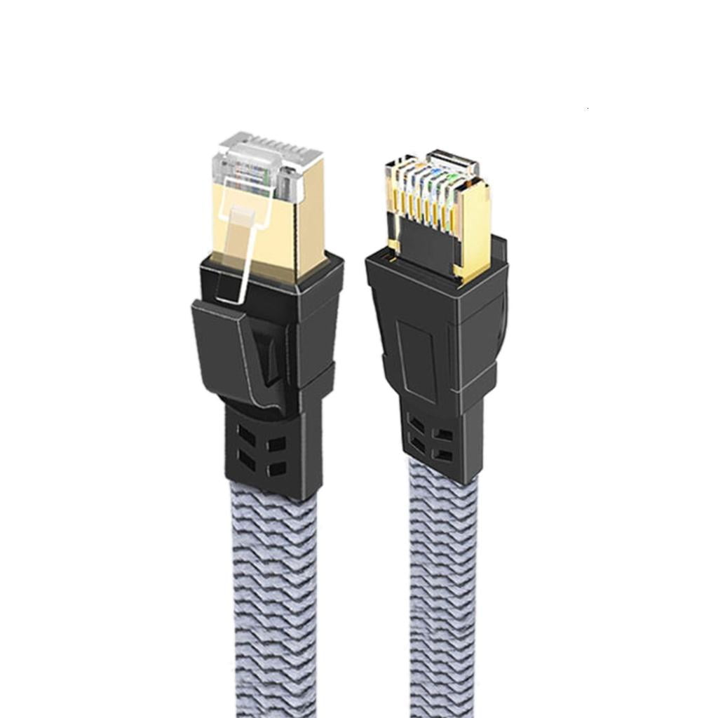 MOMOJIA Flat Braided Cat8 Networking Cable 40Gb 2000MHz for Servers Gaming Ethernet Cord