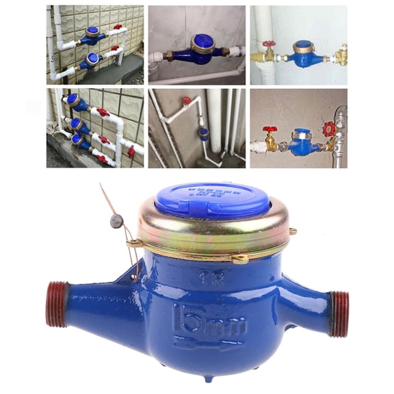 MOMOJIA Garden Home Metal Cold Water Meter Single WaterFlow Wet Table Measuring 15mm