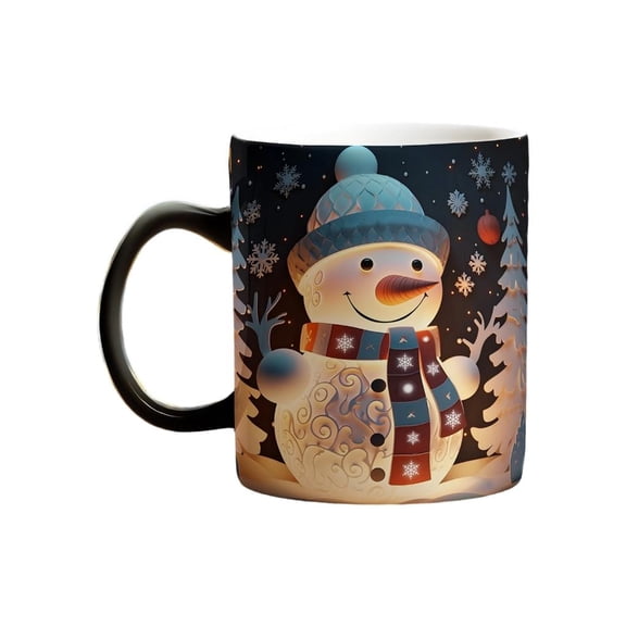 MOMOJIA Heat Sensitive Ceramic Christmas Mugs Magically Changes Color With Festival Santa Snowflakes Reindeers Designs For Hot Drink