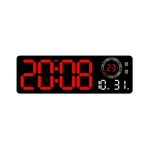 MOMOJIA Illuminating Wall Clock LED Display Date Time Temperature Monitoring Home Decors