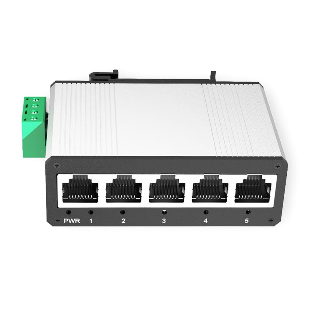 MOMOJIA Industrial 5 Port Gigabit Ethernet Switches Aluminum Alloy Design Rail Mount