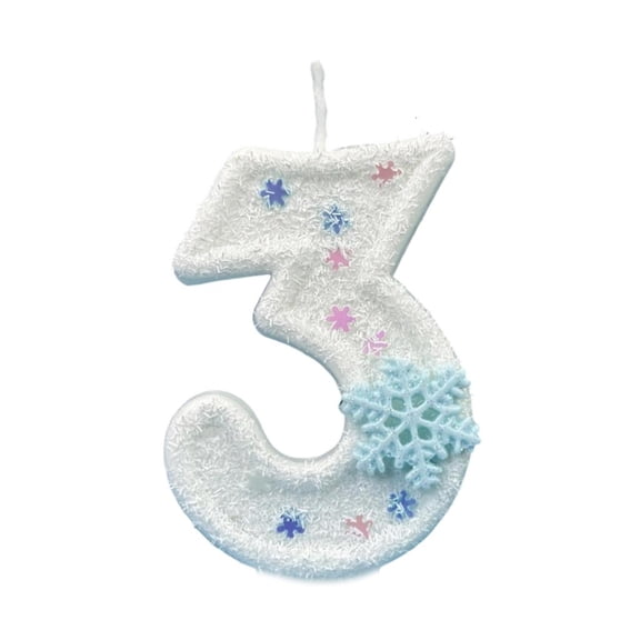MOMOJIA Kids Girls Birthday Party Winter Snowflake Themed Number Candle Decorative Items For Cakes Toppers Anniversary Party Decors