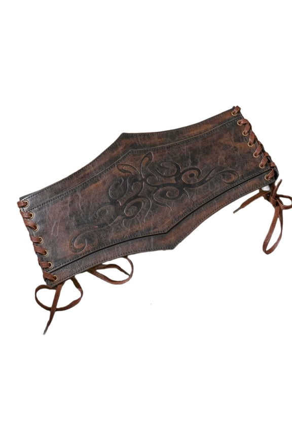 Knight Adjustable Waist Belt With Detailed Embossing Durable PU For Roleplay And Performances