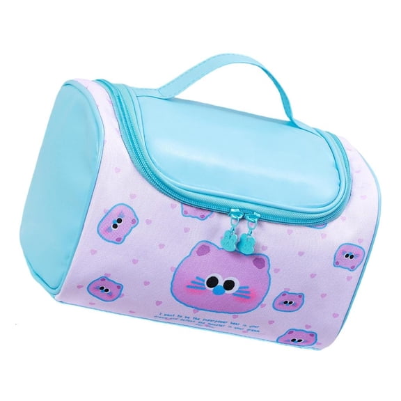 MOMOJIA Large Capacity Water Resistant PU Cosmetic Organizers For Travel Portable Cute Storage Bag With Adjustable Handle