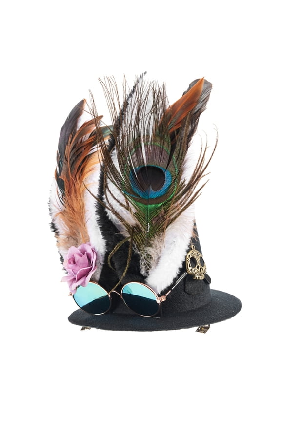 Medieval Steampunks Top Hat with Feather&Rabbits Ear&Skull Hat for Women Girl