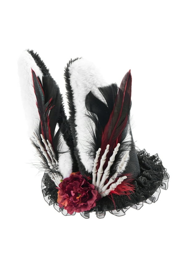 Medieval Steampunks Top Hat with Feather&Rabbits Ear&Skull Hat for Women Girl