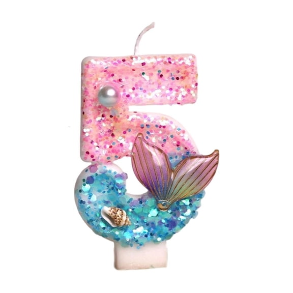 MOMOJIA Mermaids Themed Wax Number Candle For Birthdays Ocean Theme Decoration Ideal For Celebration And Parties Event Supplies