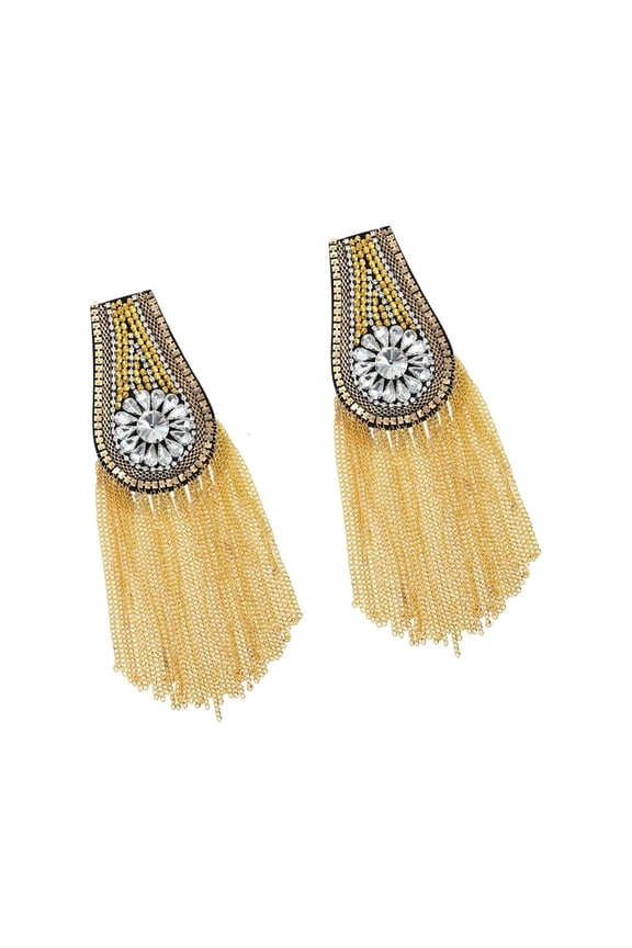 Metal Tassels Shoulder Epaulet Fringed Rhinestones Epaulettes Uniform Epaulets For JacketsC0sp1ayCostume Decoration