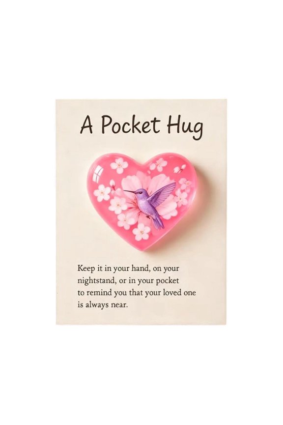 Miniature Bird Figurine Ornament Heart Shape Resin Charm with Blessing Card