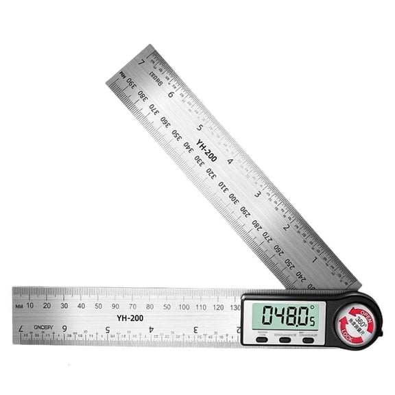 MOMOJIA Multifunction Digital Protractors Tool 200mm Rustproof Stainless Steel Body & Angles Conversion Feature