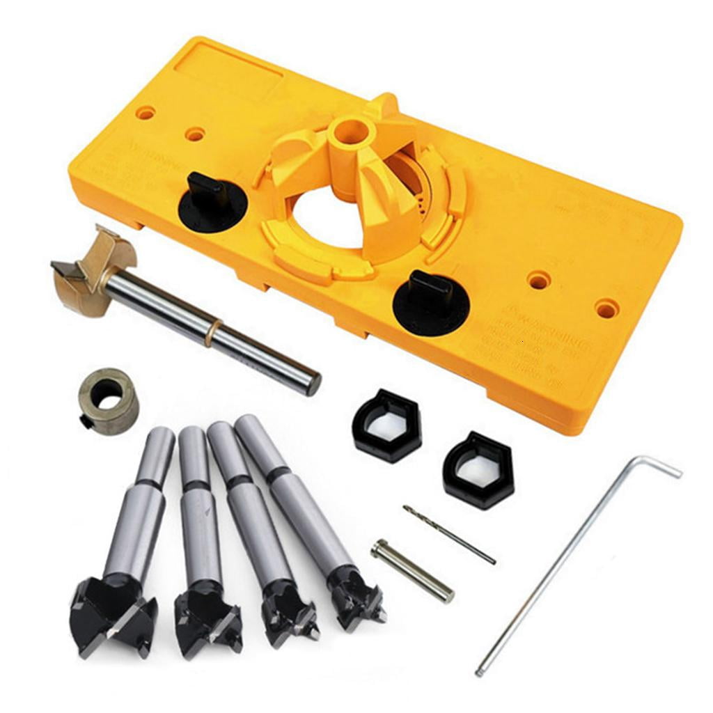 MOMOJIA Hinge Drilling Jig 15mm-35mm Hole Opener Positioning Punch Dowel Jig Kit Wood Cutter Jig Guide Sleeve Punch Locator Tool