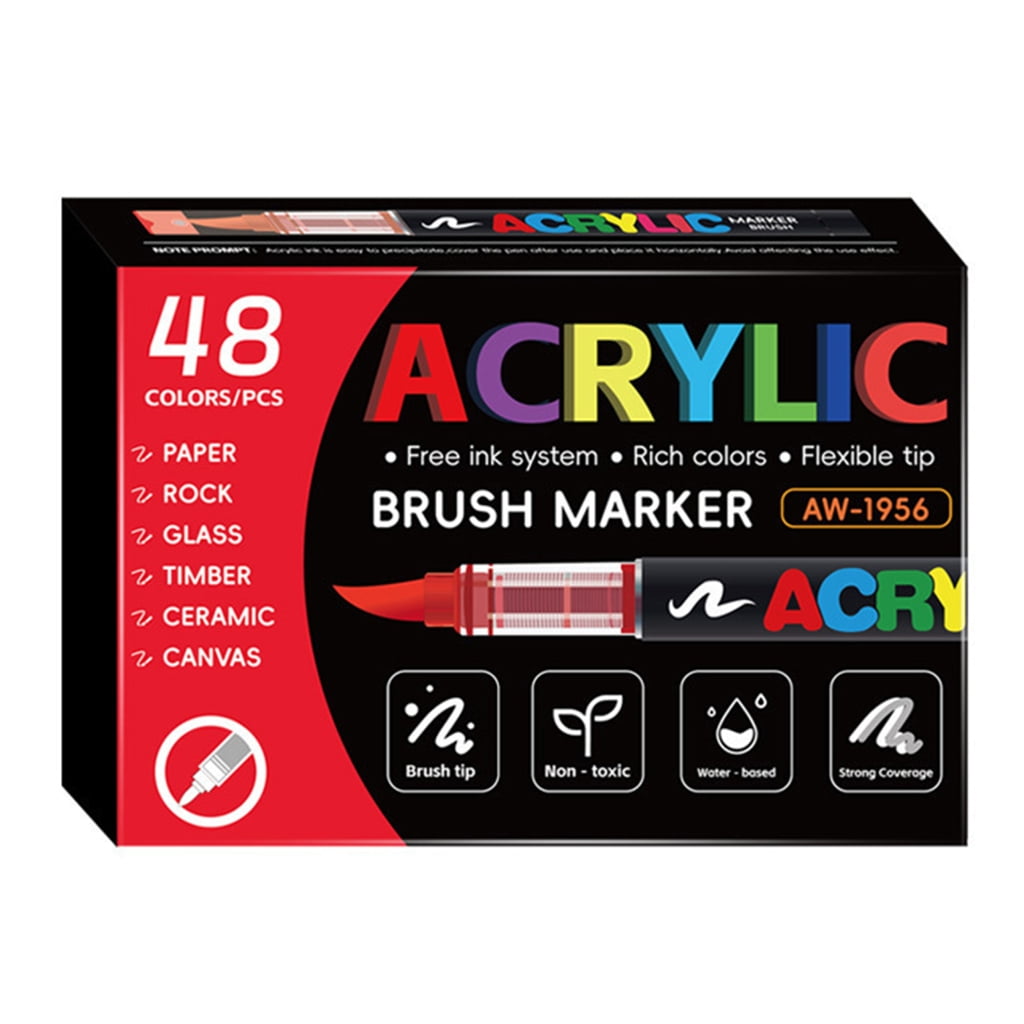 MOMOJIA Multipurpose Liquid Acrylic Paint Pen Soft Brush Tip Acrylic Marker Pens for Drawing Scrapbooking Card Making Journaling