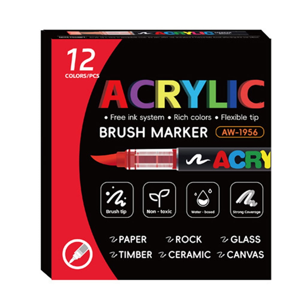 MOMOJIA Multipurpose Liquid Acrylic Paint Pen Soft Brush Tip Acrylic Marker Pens for Drawing Scrapbooking Card Making Journaling