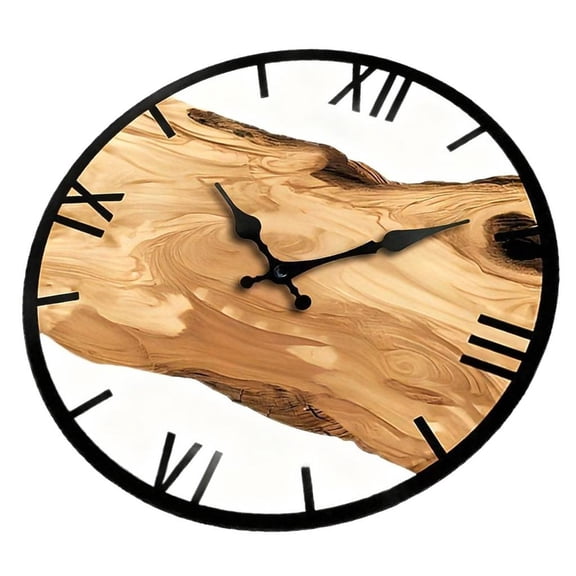 MOMOJIA Nature Wall Clock with Muted Mechanism Contemporary Metal Wood Blend Decors