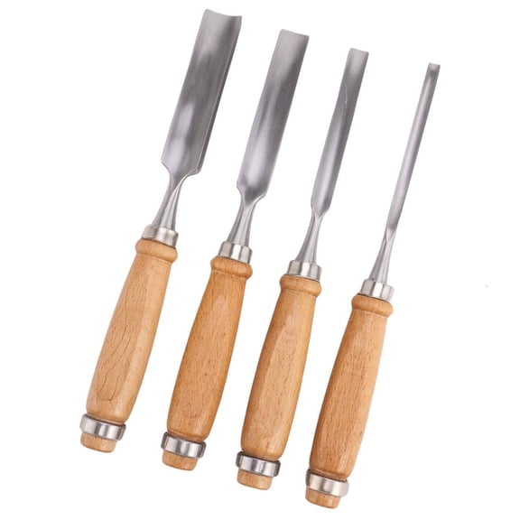 MOMOJIA Pack of 4 Woodworking Chisels Steel Cutter with Ergonomic Wood Handle Flat Chisel for Carving and Shaping