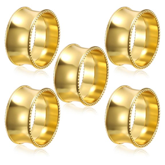 MOMOJIA Pack of 5 Polished Alloy Round Napkin Rings Table Centerpiece for Elegant Table Setting and Modern Home Decors