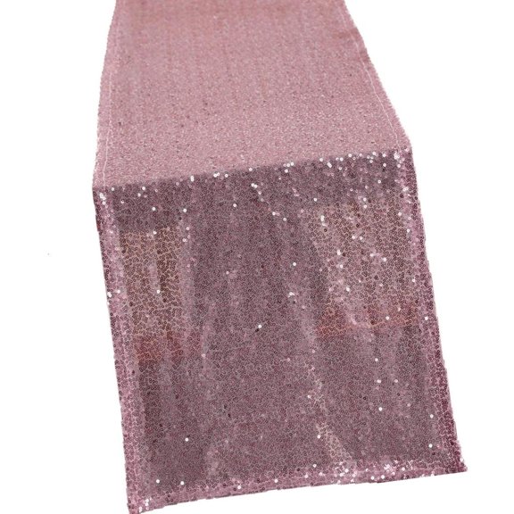 MOMOJIA Pink Glitter Sequins Table Runner Sparkly Party Tablecloth for Wedding Party