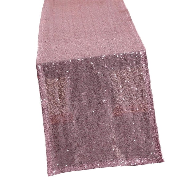 MOMOJIA Pink Glitter Sequins Table Runner Sparkly Party Tablecloth for Wedding Party