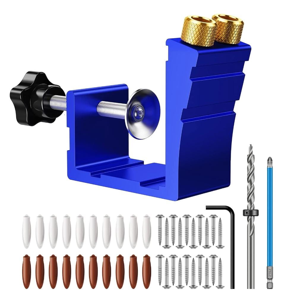 MOMOJIA Pocket Hole Jig Adjustable Punch Locator 15Degree Angle Hole Drill Guide