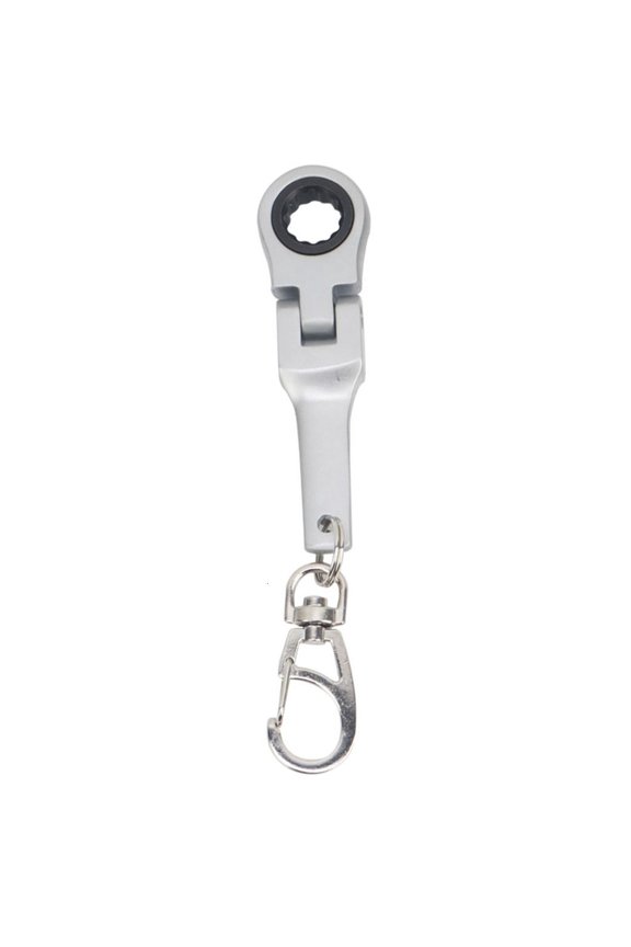 Portable 10mm Ratchet Wrench Keychain with 180 Degree Rotating Head Lightweight