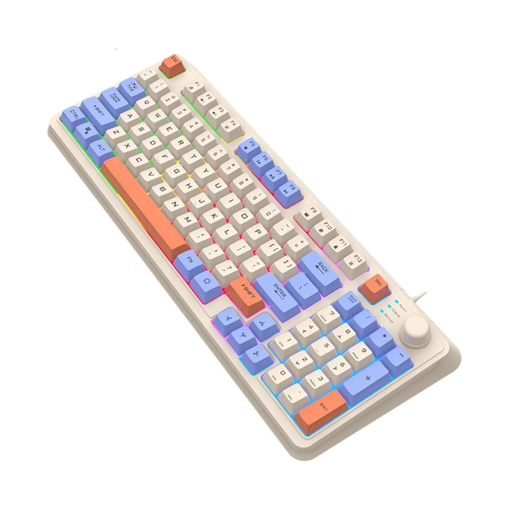 MOMOJIA Portable Corded Mechanical Gaming Keyboard LED Backlit 61 Keys Hot Swappable Mechanical Keyboard Upgraded for Gaming
