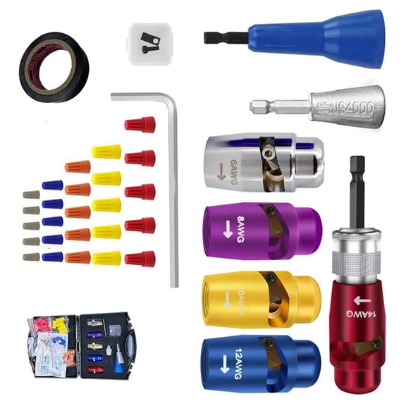 MOMOJIA Professional Wire Stripping Tool Set Quick Connection Drill Attachments Suitable For Fast Cable Peeling, Electrical Work