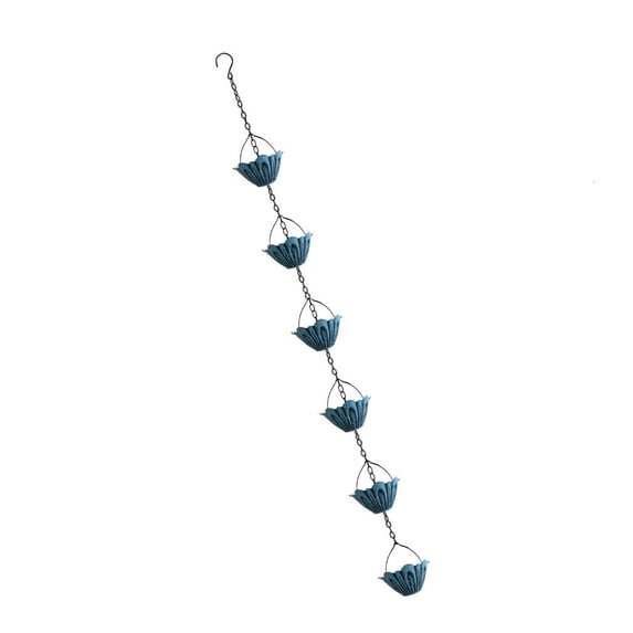 MOMOJIA Rain Catchers Chain With Multiple Metal Flower Cup Handmade Garden Decoration Water Flows Solution Replacement Downspout