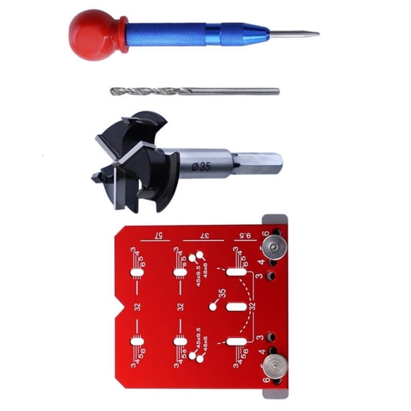 MOMOJIA Red Hinge Template Gauge Tool Feature Standard Marking For Quick Cabinet Setups