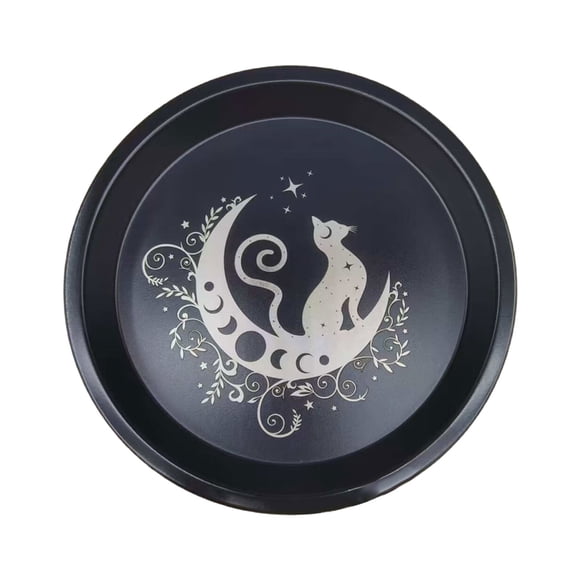 MOMOJIA Ritual Tray Altar Plate Metal Tarots Candlestick Round Plate Enduring