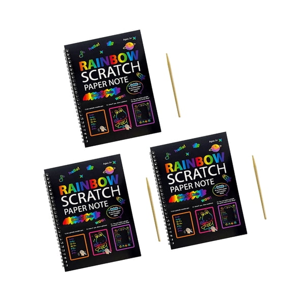 MOMOJIA Scratch Drawing Pad with Wooden Tool Twin Coil Binding Scratch Notebook for ChildrenAdu1tCreative Doodling