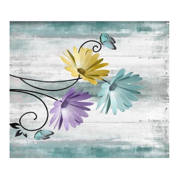 MOMOJIA Shower Liner Floral Design Bathroom Bath Curtain with Hooks Flower Print